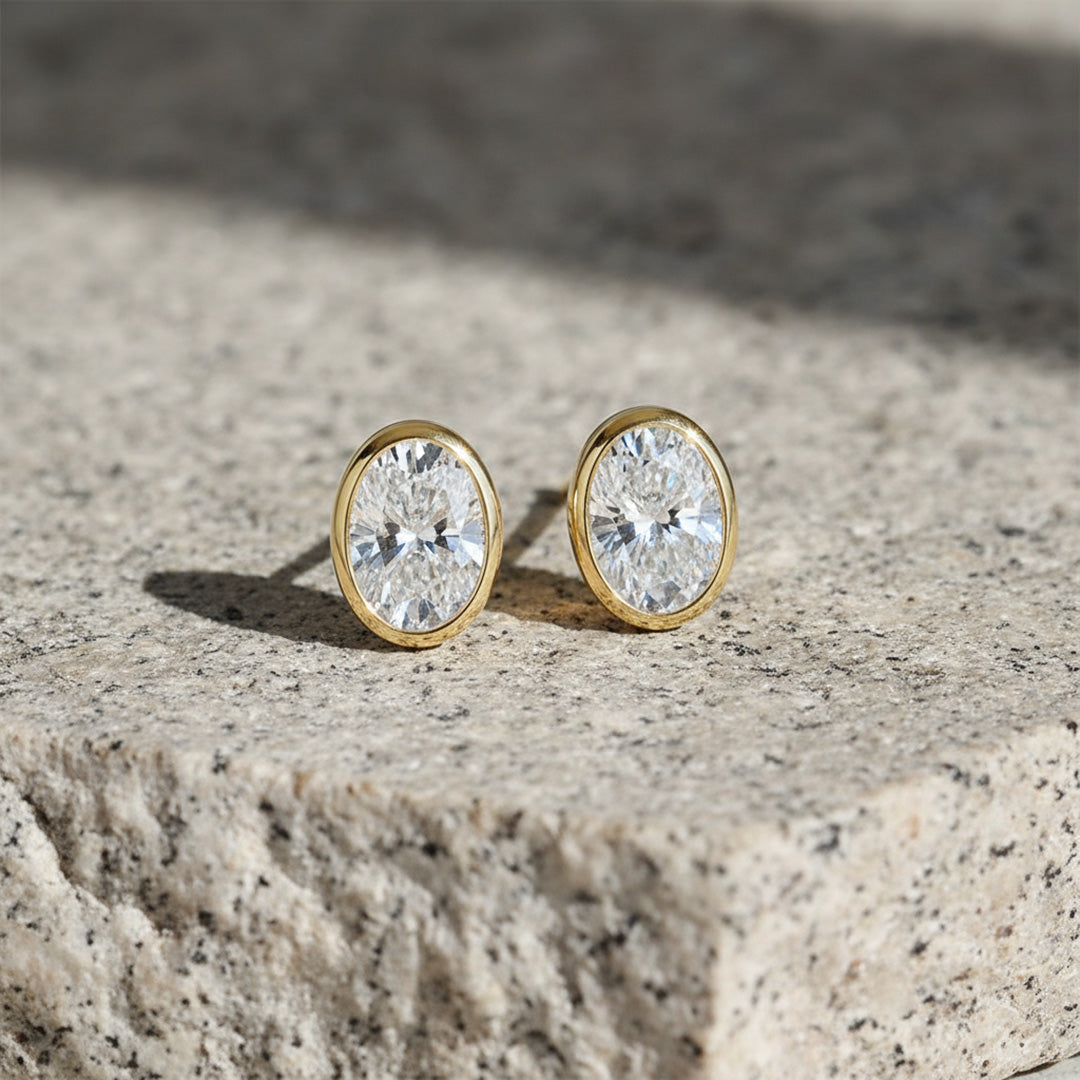 Bezel Set 2.00ct Oval Studs