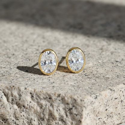 Bezel Set 2.00ct Oval Studs