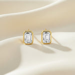 Bezel Set 2.00ct Emerald Cut Studs