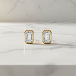 Bezel Set 2.00ct Emerald Cut Studs