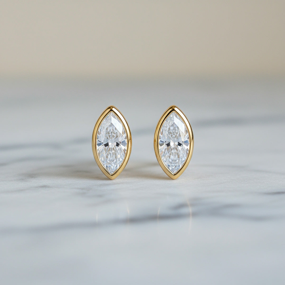 Bezel Set 2.00ct  Marquise C Studs
