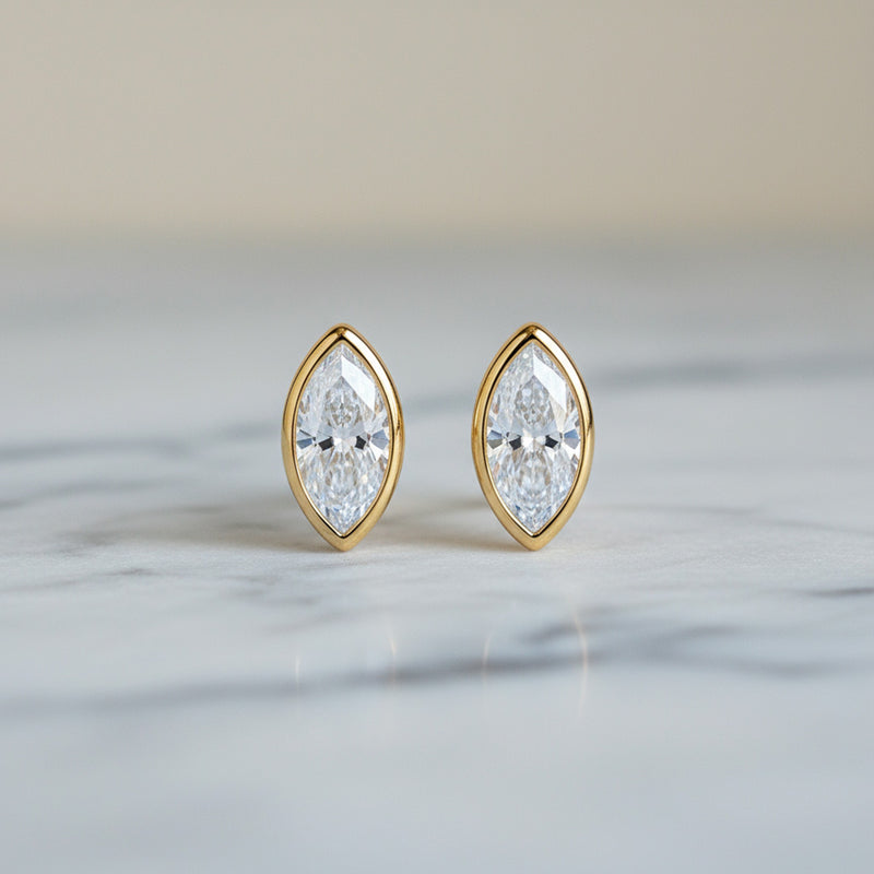 Bezel Set 2.00ct  Marquise C Studs