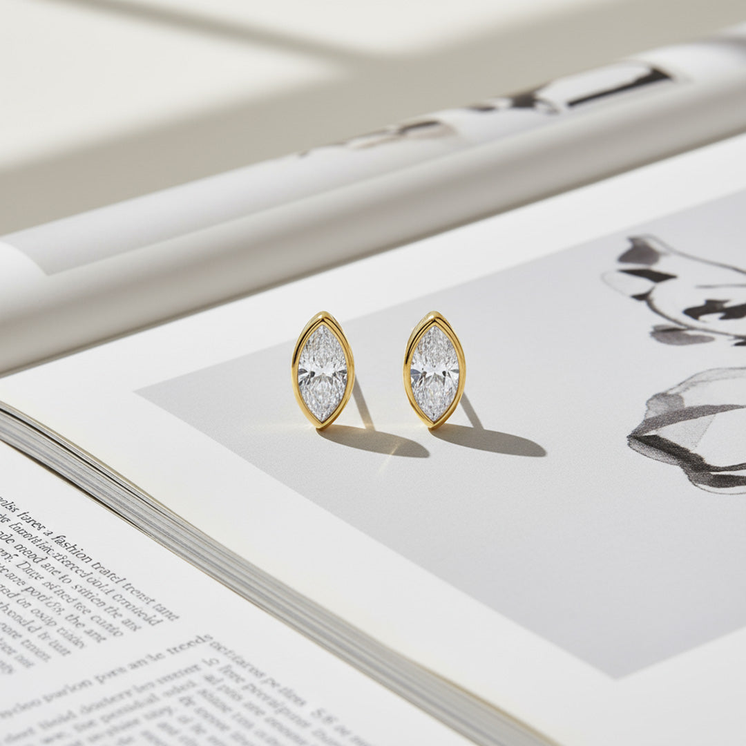 Bezel Set 2.00ct  Marquise C Studs