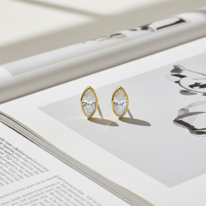 Bezel Set 2.00ct  Marquise C Studs