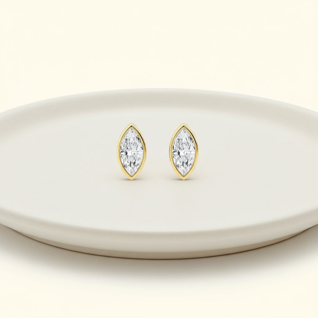 Bezel Set 2.00ct  Marquise C Studs