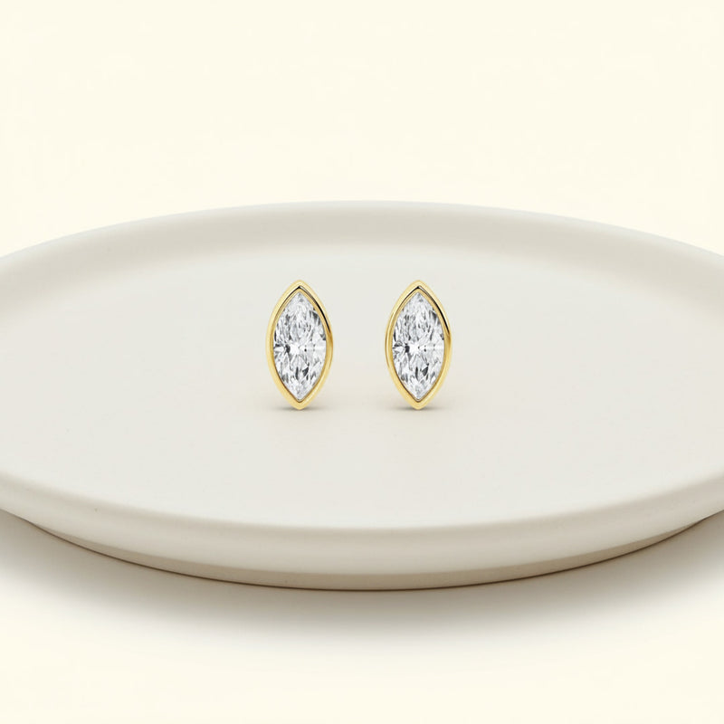 Bezel Set 2.00ct  Marquise C Studs