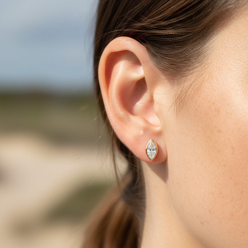 Bezel Set 2.00ct  Marquise C Studs