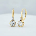 Hexagon Drop Leverback 2.00cts Diamond Earrings