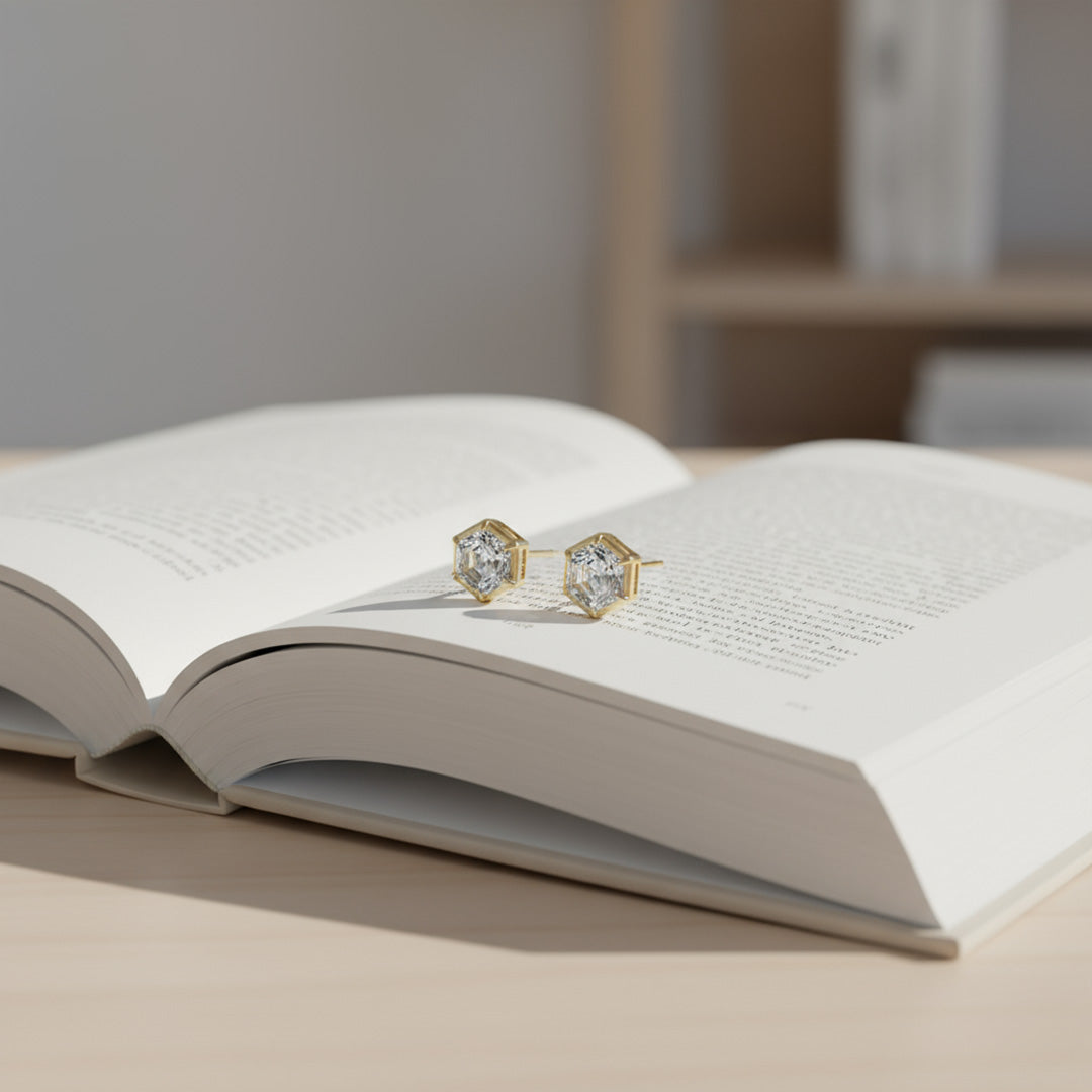 Hexagon Cut 2.00ct Diamond Studs