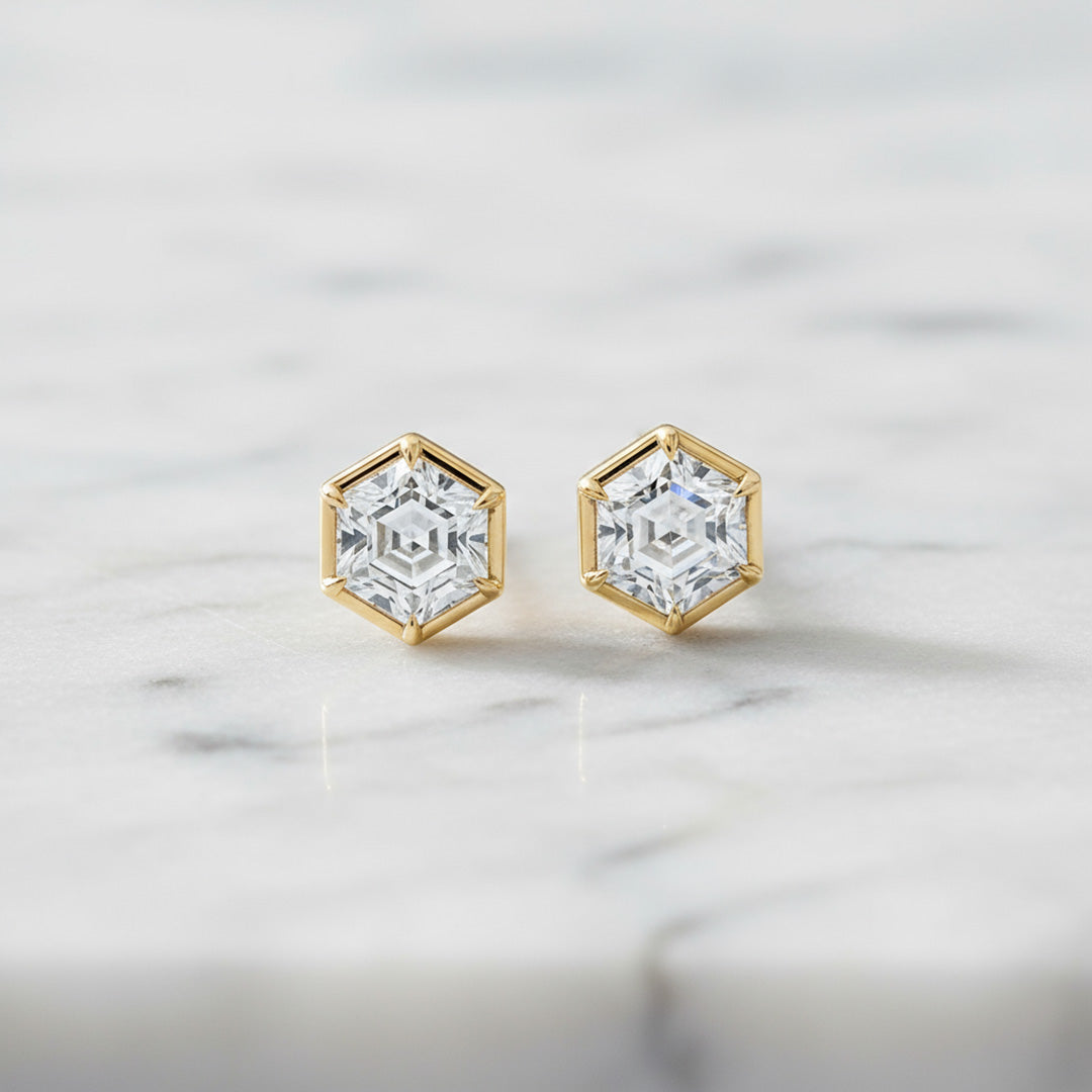 Hexagon Cut 2.00ct Diamond Studs