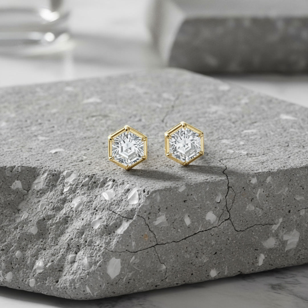 Hexagon Cut 2.00ct Diamond Studs