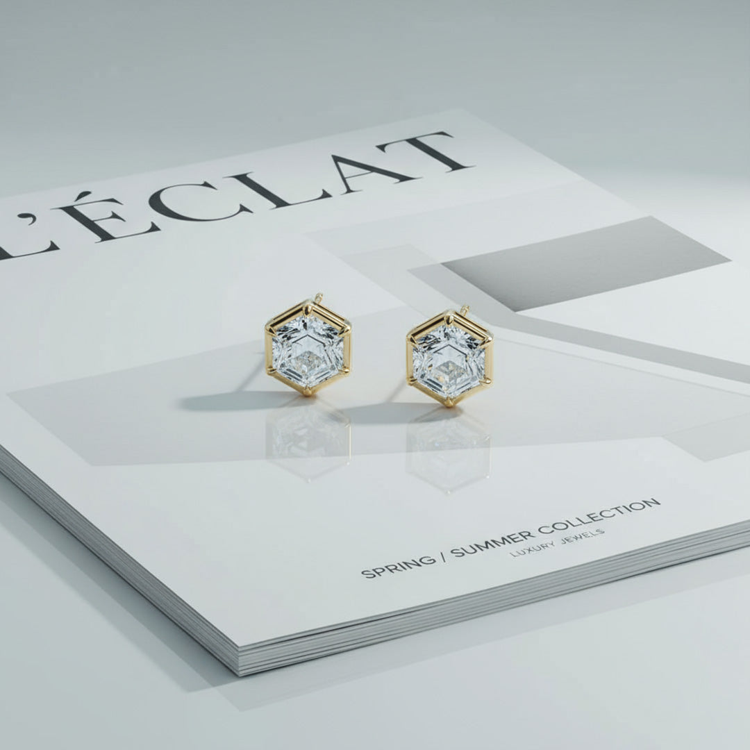 Hexagon Cut 2.00ct Diamond Studs