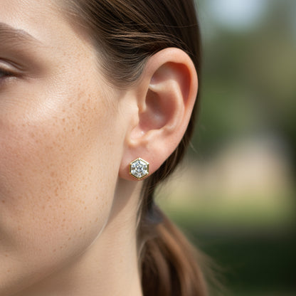 Hexagon Cut 2.00ct Diamond Studs