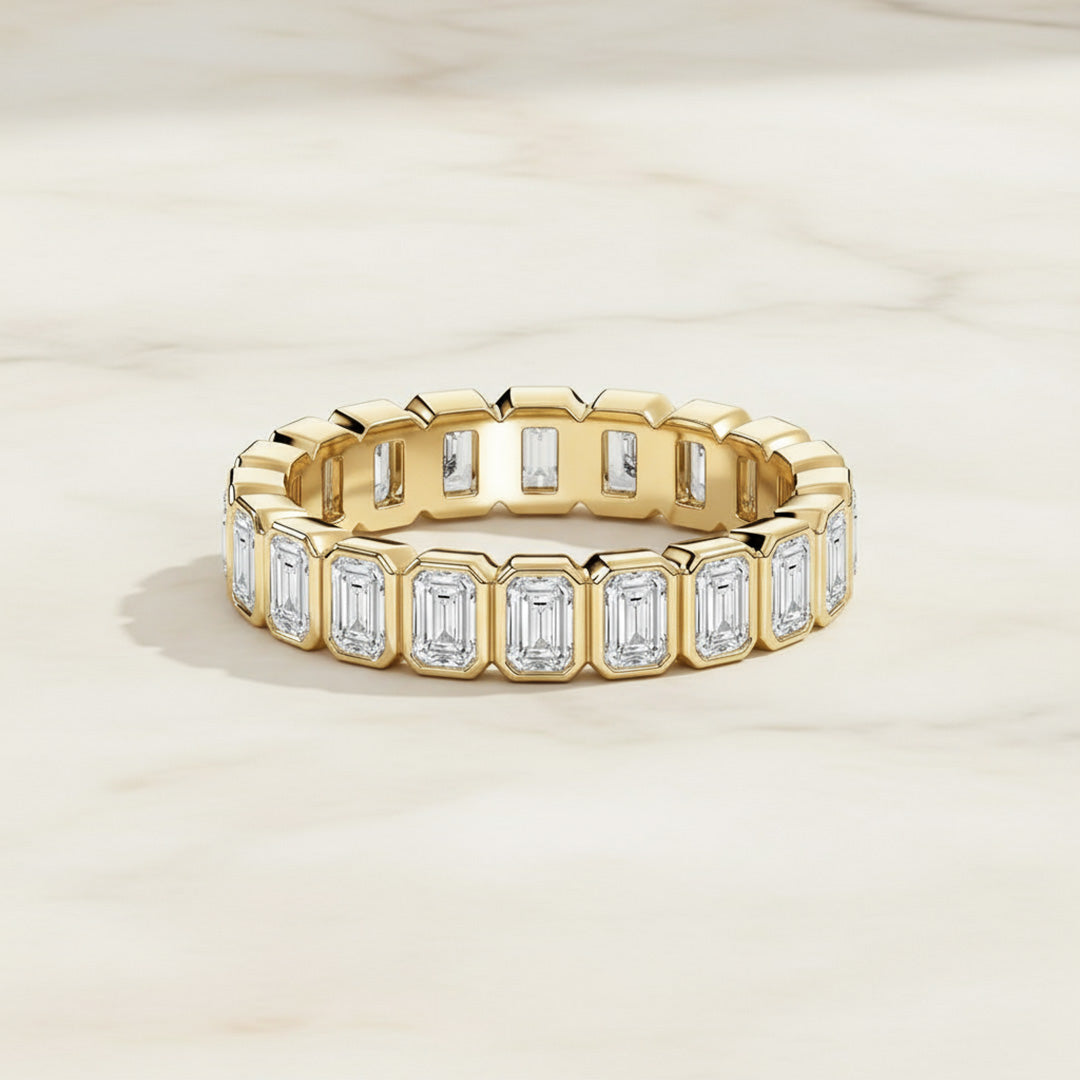 'Leslie' 2.50ct Emerald Cut Bezel Set Eternity Band