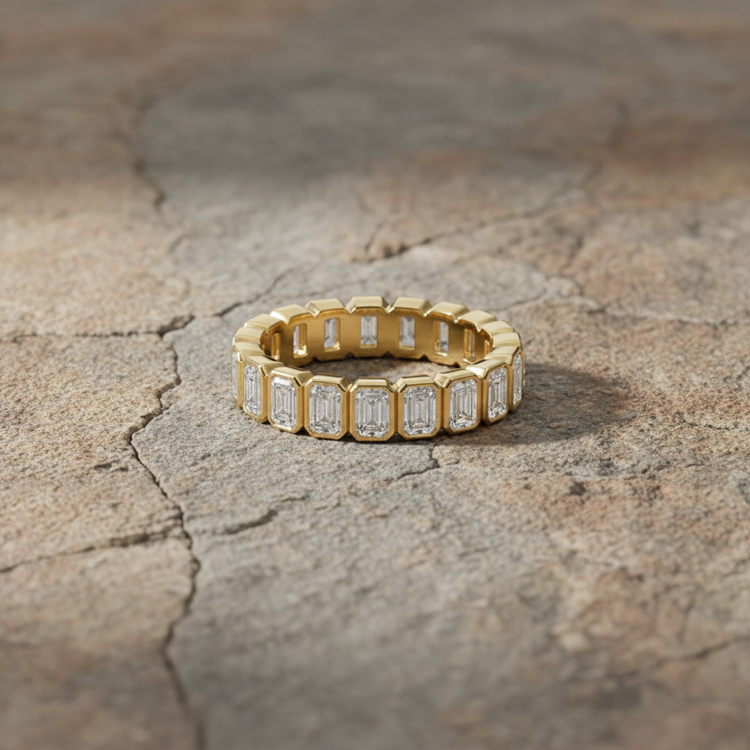 'Leslie' 2.50ct Emerald Cut Bezel Set Eternity Band