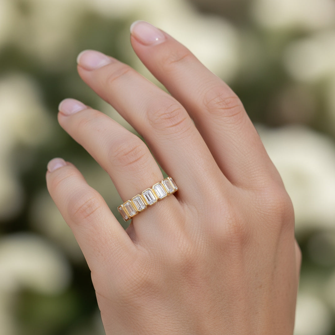 'Leslie' 2.50ct Emerald Cut Bezel Set Eternity Band