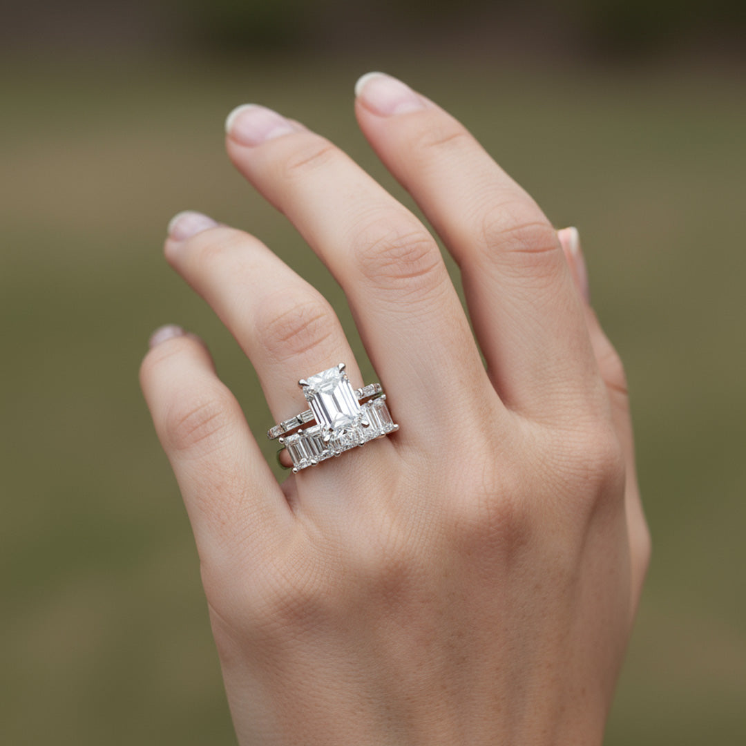 'Clara' 5 Stone 3.00ct Emerald Diamond Wedding Band