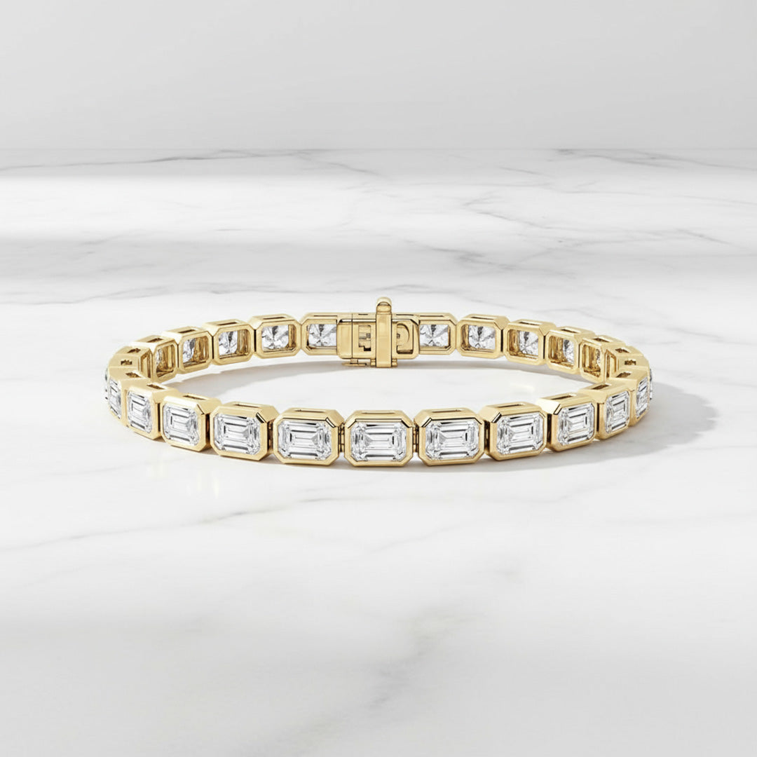 Bezel Set 5.00ct Emerald Cut Bracelet