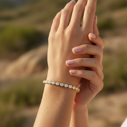 Bezel Set 5.00ct Oval Tennis Bracelet