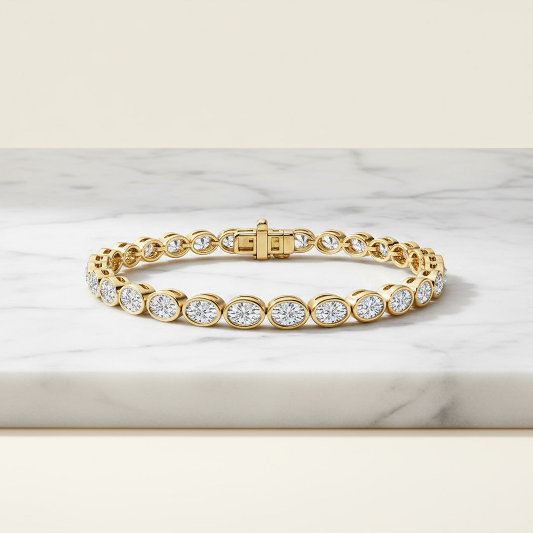 Bezel Set 5.00ct Oval Tennis Bracelet