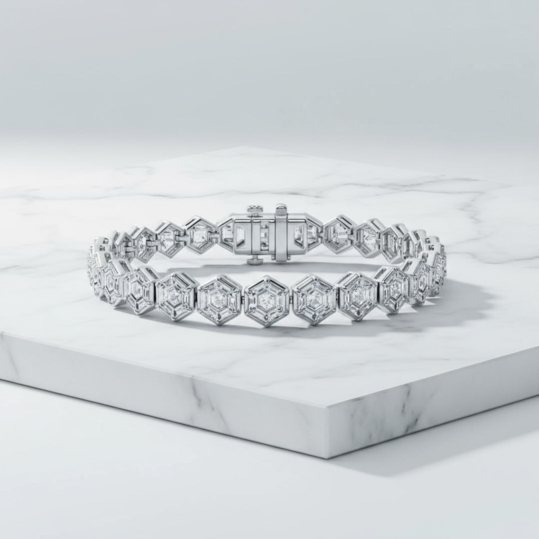 Hexagon Cut Diamond Tennis Bracelet