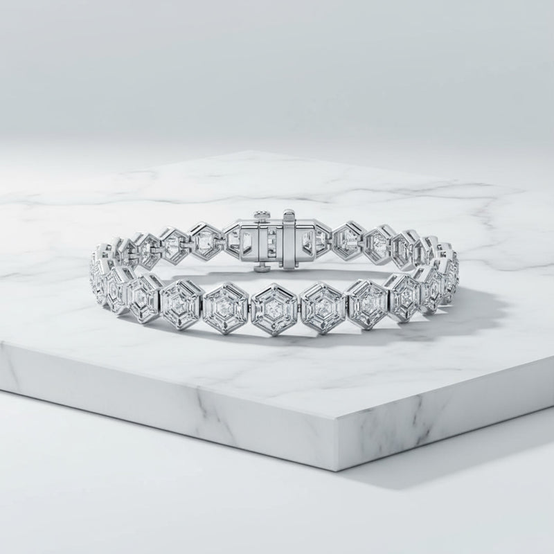 Hexagon Cut Diamond Tennis Bracelet