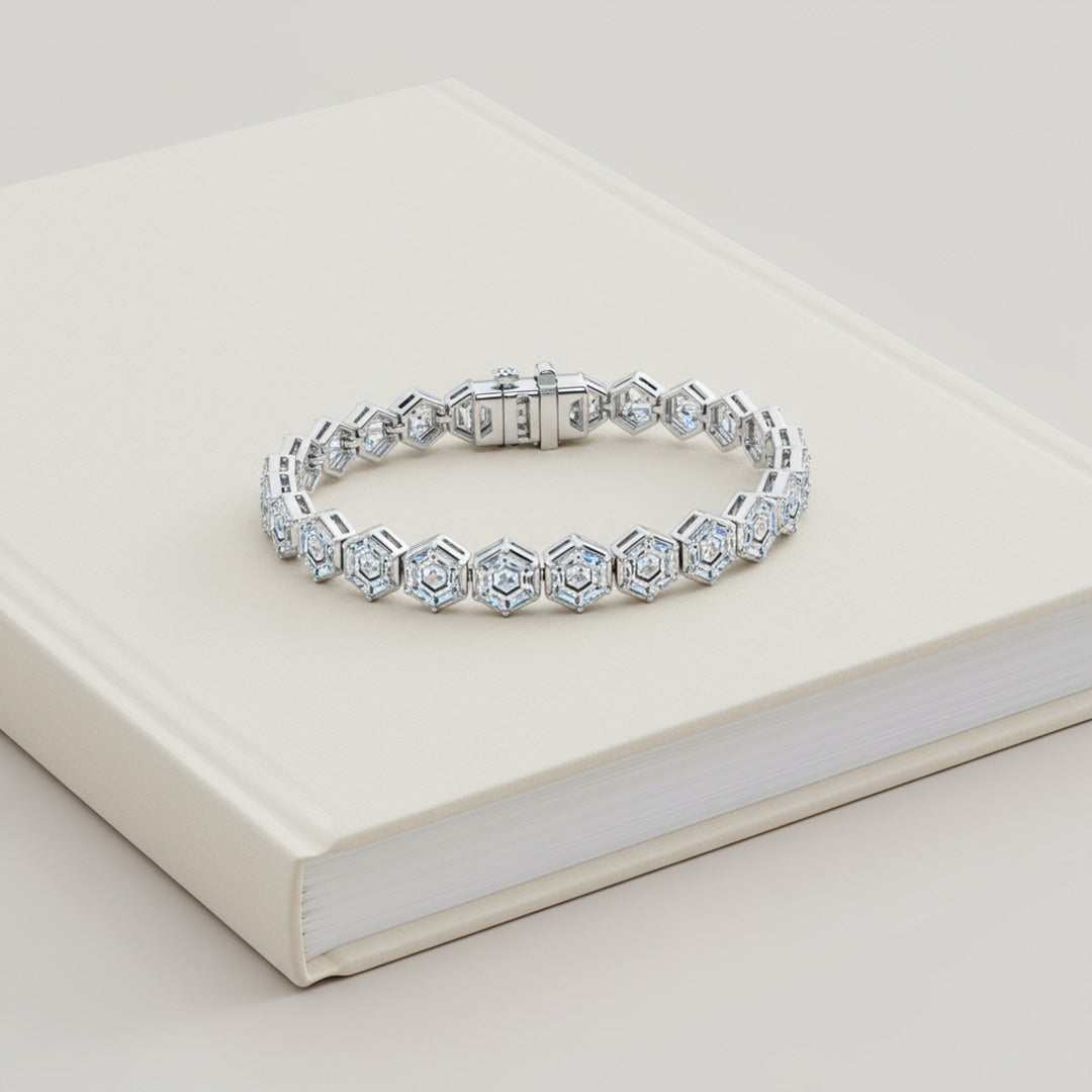 Hexagon Cut Diamond Tennis Bracelet