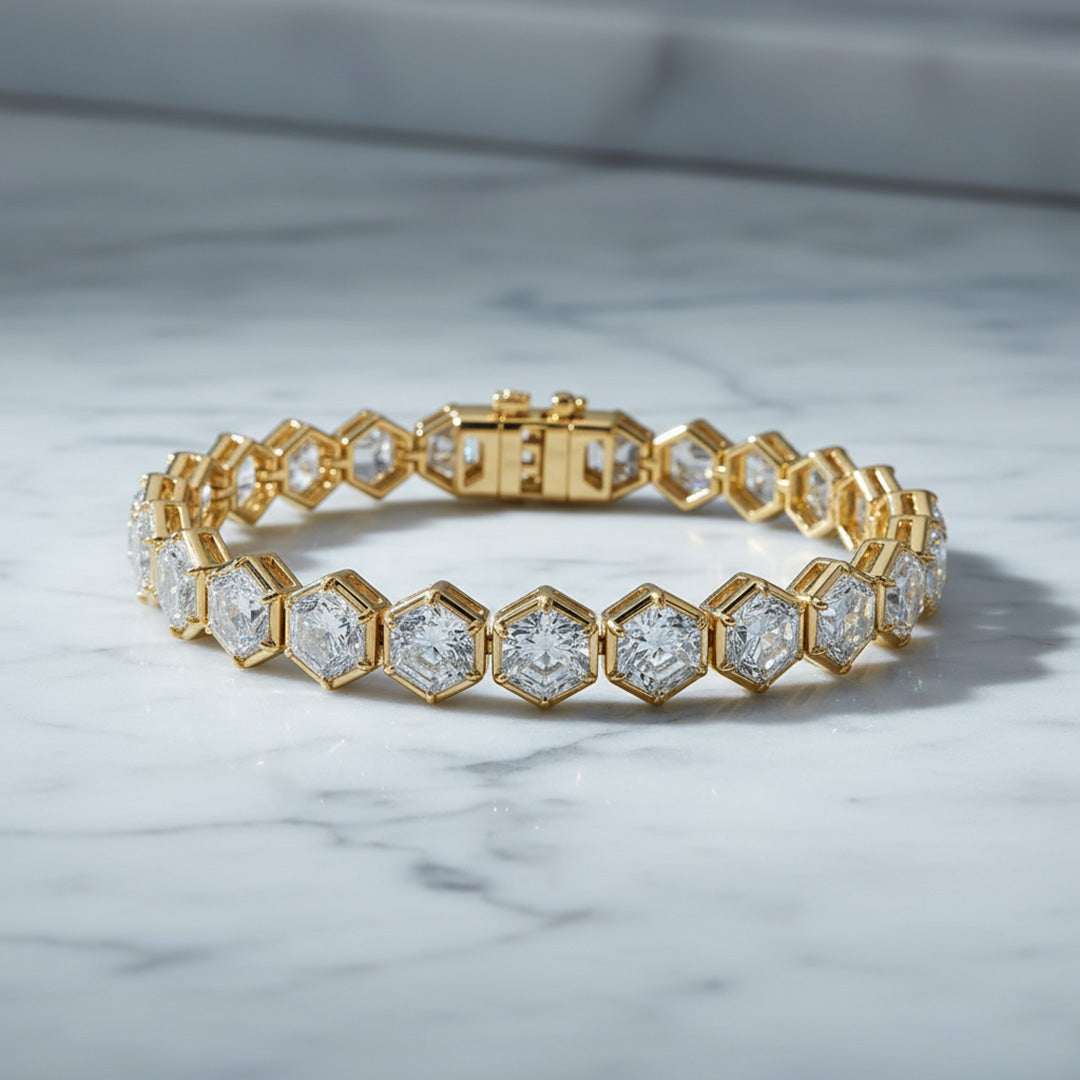 Hexagon Cut Diamond Tennis Bracelet