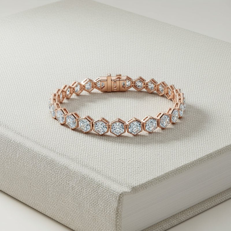 Hexagon Cut Diamond Tennis Bracelet