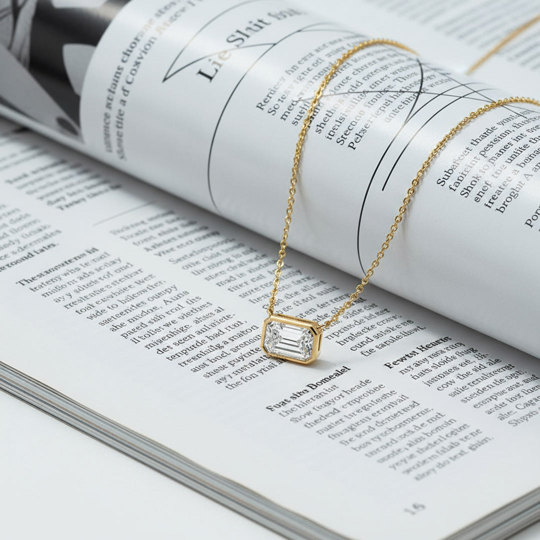 2.00ct Bezel Set Emerald Cut Necklace
