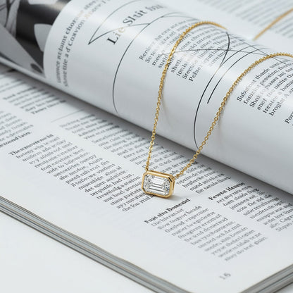 2.00ct Bezel Set Emerald Cut Necklace