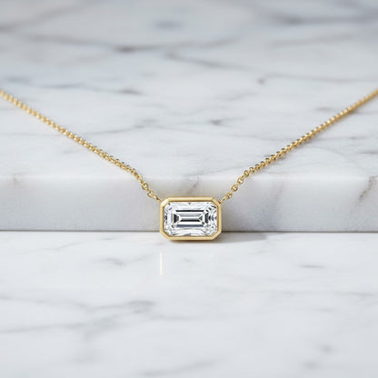 2.00ct Bezel Set Emerald Cut Necklace