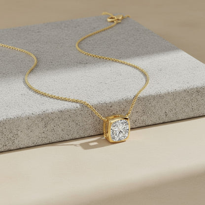 2.00ct Bezel Set Cushion Necklace