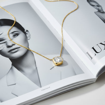 2.00ct Bezel Set Cushion Necklace