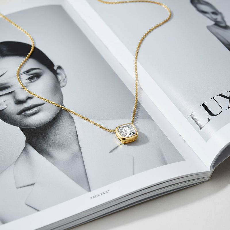 2.00ct Bezel Set Cushion Necklace