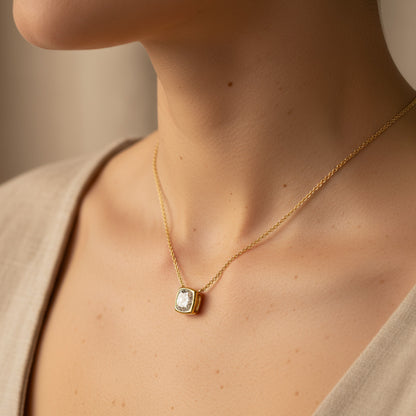 2.00ct Bezel Set Cushion Necklace