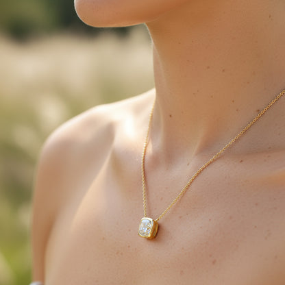 2.00ct Bezel Set Cushion Necklace