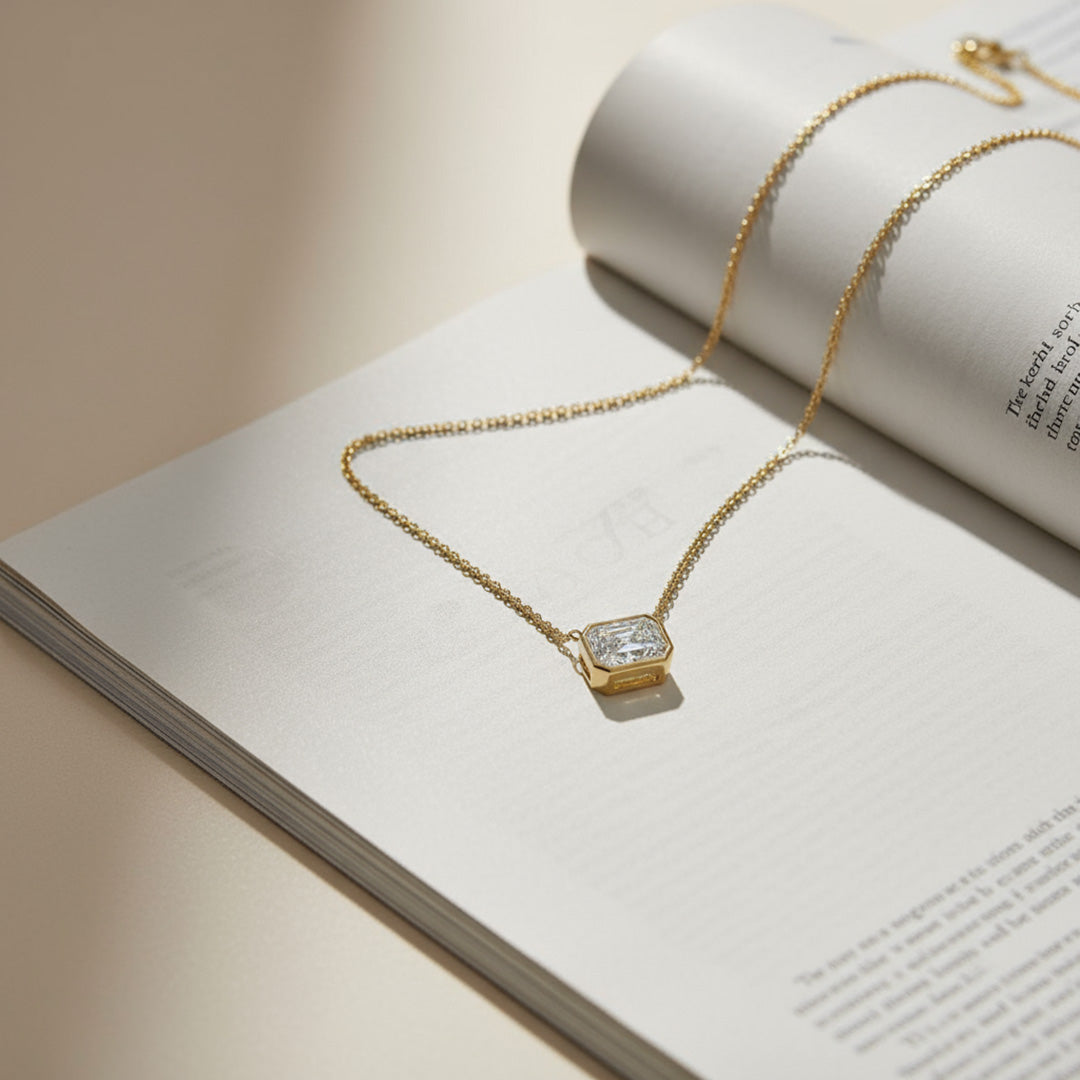 Bezel Set 2.00ct Radiant Cut Diamond Necklace