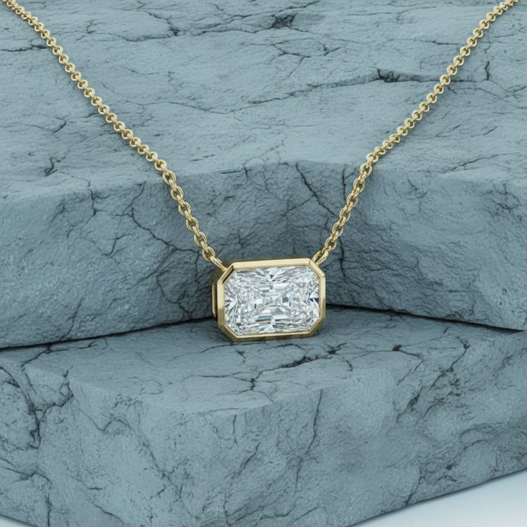 Bezel Set 2.00ct Radiant Cut Diamond Necklace
