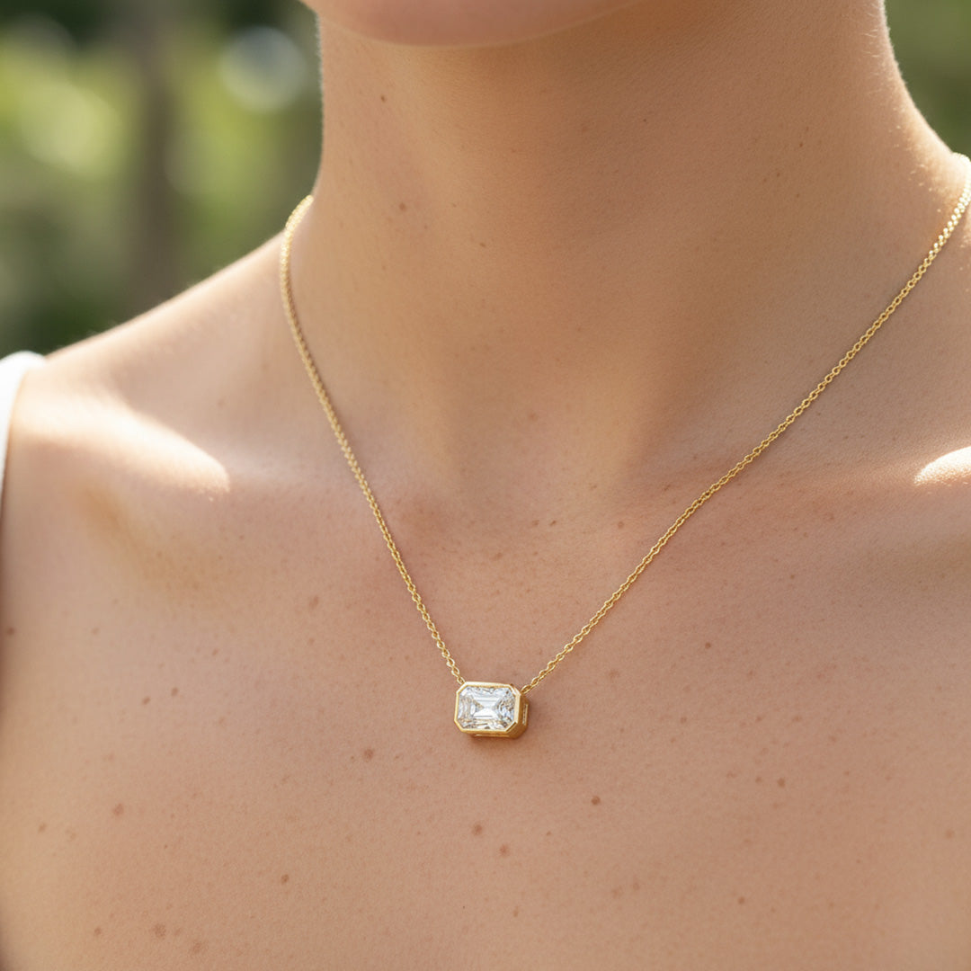 Bezel Set 2.00ct Radiant Cut Diamond Necklace