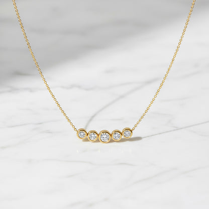Bezel Set Round 5 Stone 1.00ct Necklace
