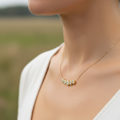 Bezel Set Round 5 Stone 1.00ct Necklace