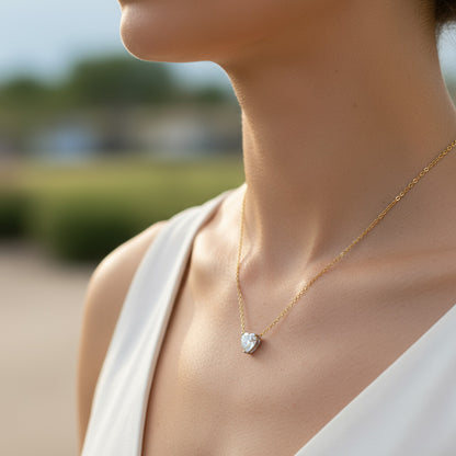 Heart Shaped Solitaire Necklace