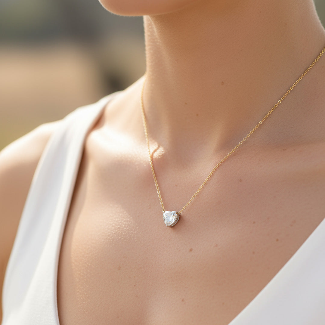 Heart Shaped Solitaire Necklace