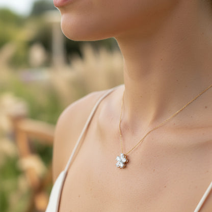 2.30ct 5 Stone Pear Shaped Flower Necklace