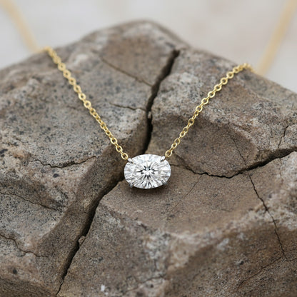 Oval Shaped Solitaire Necklace