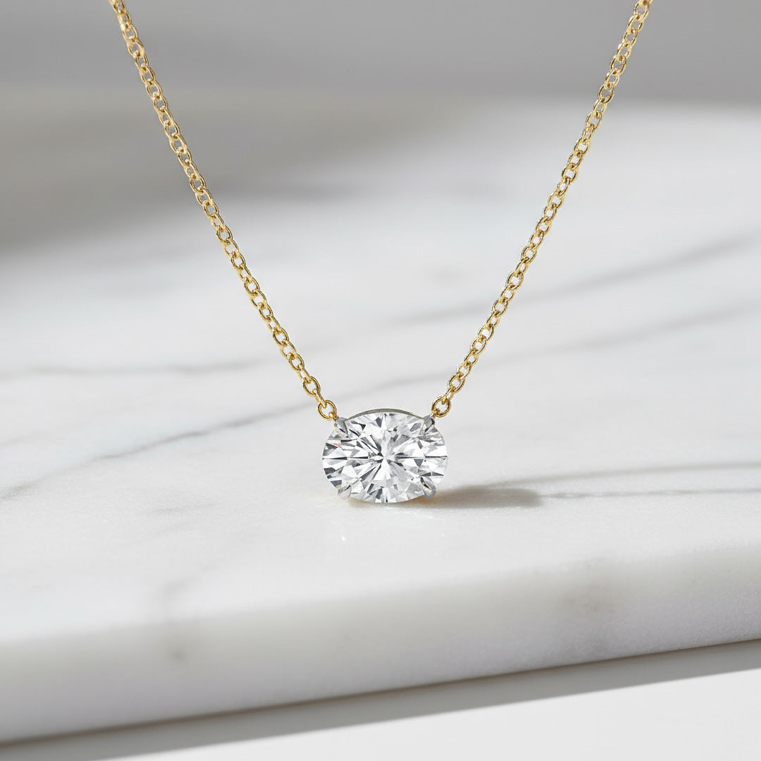 Oval Shaped Solitaire Necklace