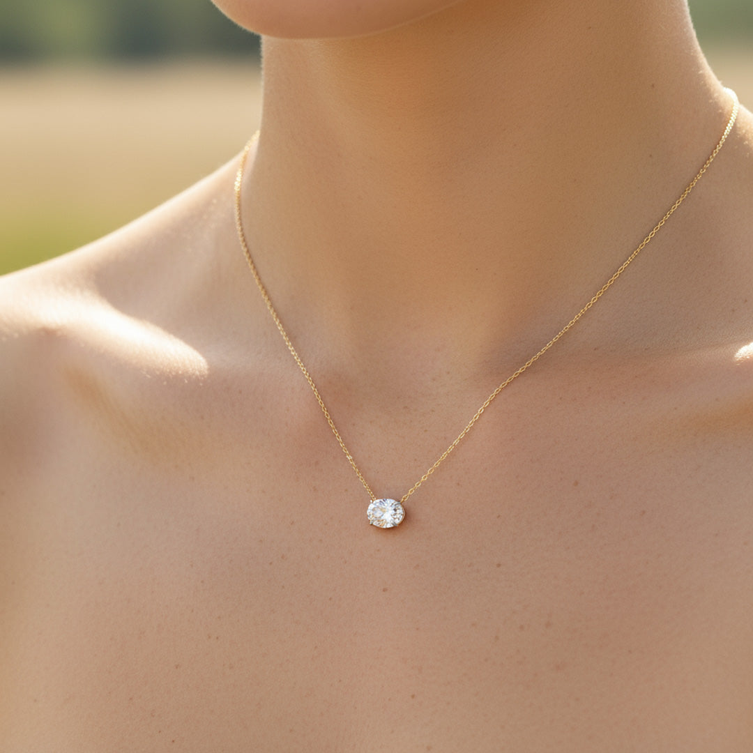 Oval Shaped Solitaire Necklace