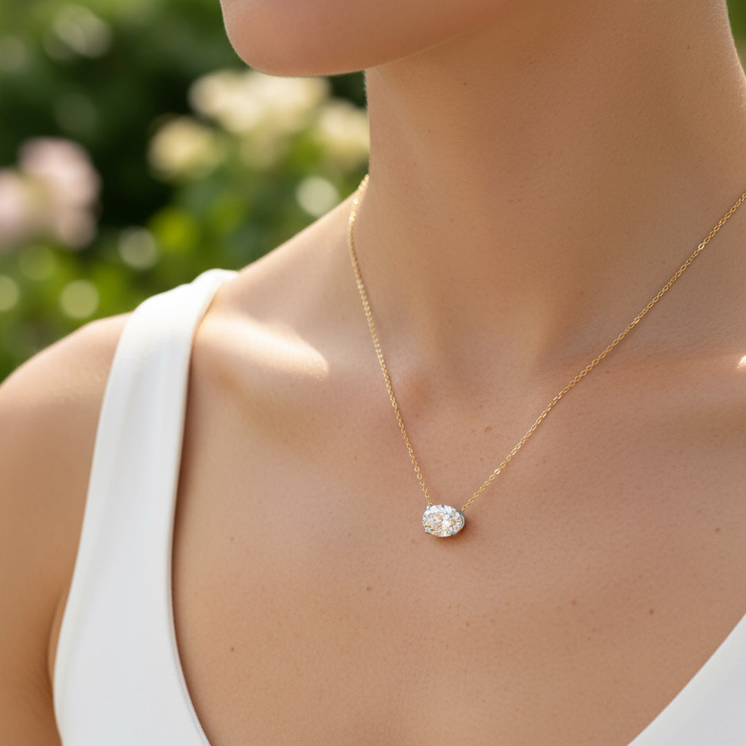 Oval Shaped Solitaire Necklace