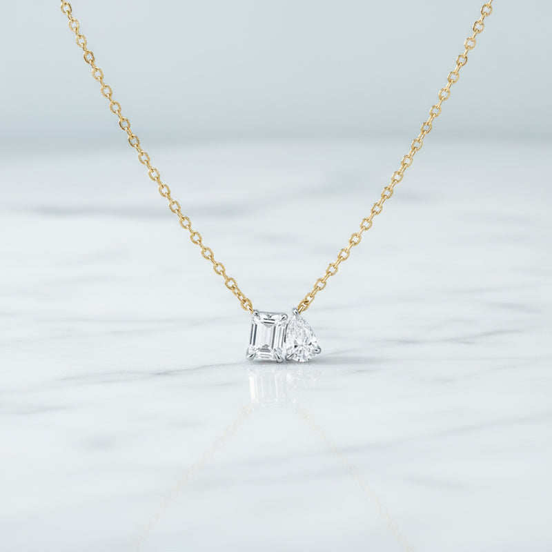 2.04ct 2 Stone Toi et Moi Necklace